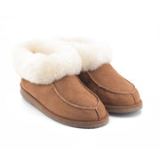 Chaussons bottines en peau de mouton camel