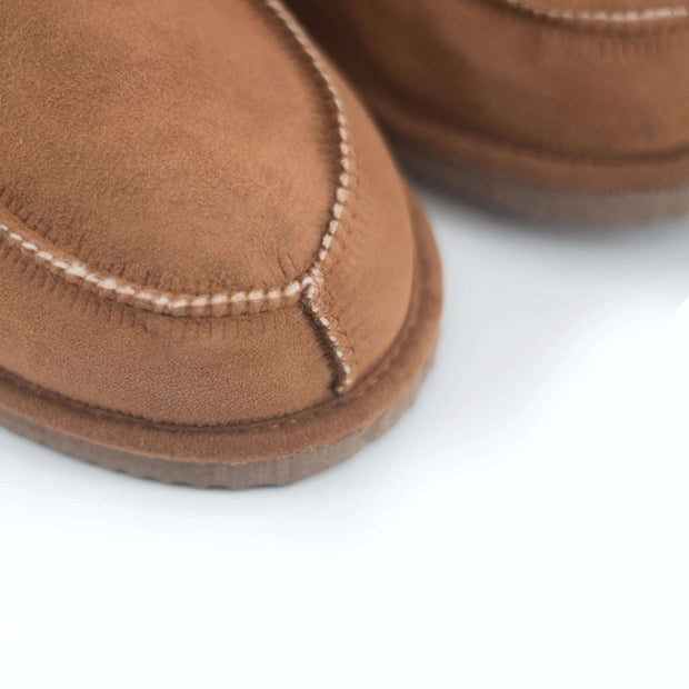Chaussons bottines en peau de mouton camel