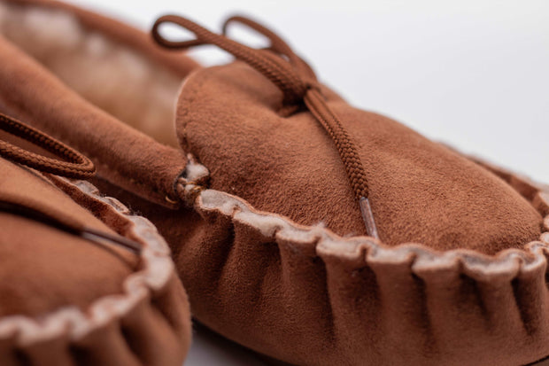 Mocassin en peau lainée Camel