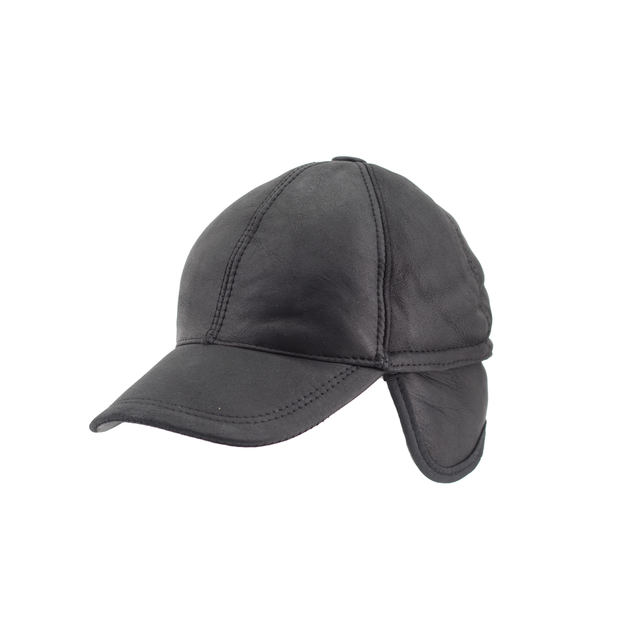 Casquette en peau lainée cuir