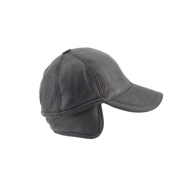 Casquette en peau lainée cuir