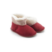 Chaussons enfant rouges en peau de mouton