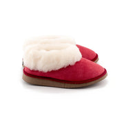Chaussons mixte rouge en peau de mouton