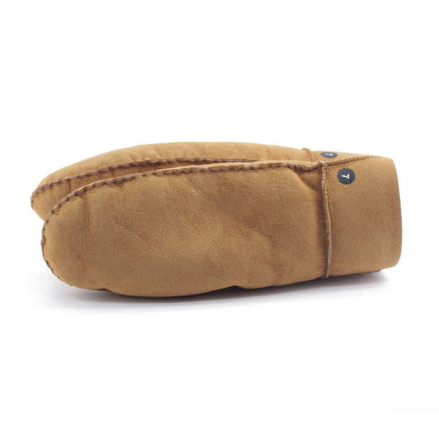 Moufles mixtes camel en peau lainée