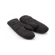 Moufles mixtes noire en peau lainée