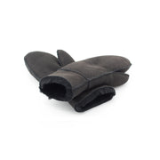 Moufles mixtes noire en peau lainée