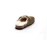 Sabots LISBONNE extérieur fermé en laine de mouton kaki